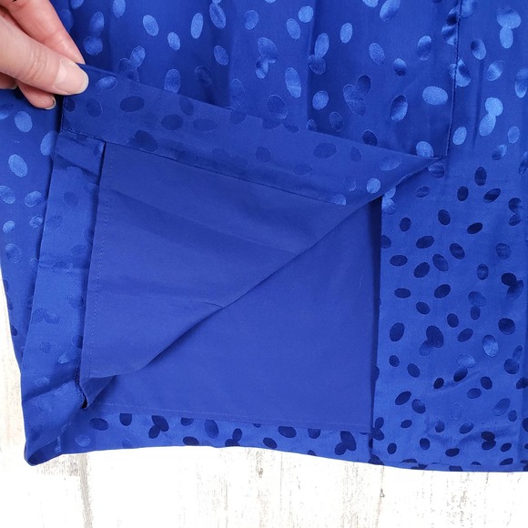 Banana Republic Blue Printed Silk Drape Neck Dress Women's Size 8 - Picture 14 of 15